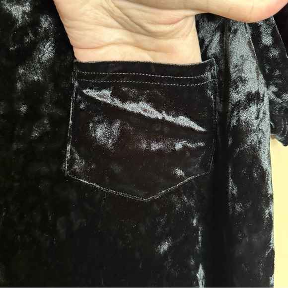 Chrushed Velvet Legging Tee Women L Black Shirt VNeck Tunic Length Y2K Phoebe - Picture 3 of 10